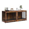 75" Dog Crate Furniture for 2 Dogs, Extra Large Double Dog Crate Furniture Large Breed with Divider & Double Doors