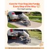 Dog Stairs for Car, 4 Steps Extra Wide Foldable Dog Ramp for Large Dogs with Non-Slip Rug Surface, Portable Lightweight Pet Ladder for Car, SUV, Truck