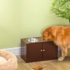 Elevated Dog Bowls with Storage Cabinet, Raised Dog Bowl Stand Pet Food Bowl Dog Feeding Station, Brown