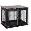 Modern Wooden Dog Crate Furniture Double Door for Small Dogs Stylish Black