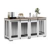 72" Dog Crate Furniture for 2 Dogs, Double Dog Crate Furniture with Double Sliding Doors, Large Dog Crate TV Stand with Removable Tray