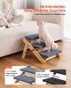 Wood Pet Stairs, 3-Step Dog Stairs for Beds, Sofa & Cars, 150lbs Load Capacity, Floded Flat Design