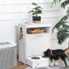 Pet Feeder Station Storage Cabinet, Dog Food Storage Container with Dog Raised Bowls, Watering Supplies, White