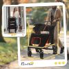 Foldable Doggy Stroller for Medium Large Dogs, Pet Stroller with Storage, Smooth Ride with Shock Absorption, Mesh Window & Safety Leash, Black