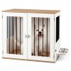 Furniture Style Dog Crate with 360° Rotating Feeder & 304 Stainless Steel Bowls, Double Locking Indoor Dog Kennel