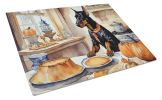 NEW Doberman Pinscher Fall Kitchen Pumpkins Glass Cutting Board Decorative Tempered Glass Kitchen Cutting and Serving Board Large Size Chopping Board