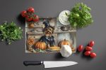 NEW Yorkie Fall Kitchen Pumpkins Glass Cutting Board Decorative Tempered Glass Kitchen Cutting and Serving Board Large Size Chopping Board