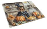 NEW Yorkie Fall Kitchen Pumpkins Glass Cutting Board Decorative Tempered Glass Kitchen Cutting and Serving Board Large Size Chopping Board
