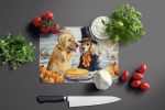 NEW Golden Retriever Fall Kitchen Pumpkins Glass Cutting Board Decorative Tempered Glass Kitchen Cutting and Serving Board Large Size Chopping Board