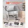 38 Inch Stainless Steel Dog Washing Station, Pet Grooming Tub with Hot & Cold Faucet, Showerhead, Home Wash Sink, Fits Small and Medium Cats and Dogs